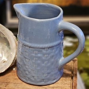 Vintage Cornflower Blue Medalta Basketweave Jug/Pitcher